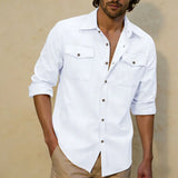 Vincent | Linen Shirt with Double Chest Pocket for Men