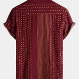 Men's Breathable Cotton Short Sleeve Striped Shirt