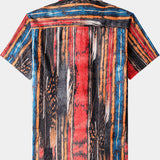 Men's Vintage Abstract Textured Cotton Cool Comfort Beach Party Holiday Short Sleeve Shirt
