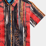 Men's Vintage Abstract Textured Cotton Cool Comfort Beach Party Holiday Short Sleeve Shirt