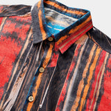 Men's Vintage Abstract Textured Cotton Cool Comfort Beach Party Holiday Short Sleeve Shirt