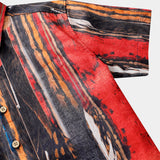 Men's Vintage Abstract Textured Cotton Cool Comfort Beach Party Holiday Short Sleeve Shirt