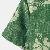 Men's Floral Hawaiian Pocket Green Button-Up Short Sleeve Shirt