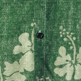 Men's Floral Hawaiian Pocket Green Button-Up Short Sleeve Shirt