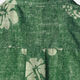 Men's Floral Hawaiian Pocket Green Button-Up Short Sleeve Shirt
